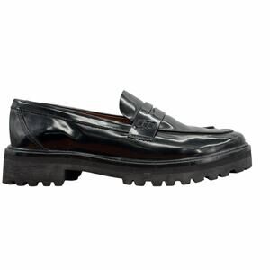 Reformation Agathea Black Leather Chunky Loafers 8 Women Lolita Preppy Cosplay